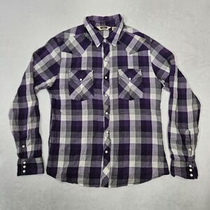 Salt Valley Western Shirt Men's L Pearl Snap Plaid Yolk Lightweight Long Sleeve